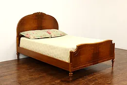 French Design Vintage Figured Walnut Full or Double Size Bed, Widdicomb #42113