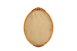 French Design Vintage Satinwood Carved Oval Wall Mirror, Widdicomb #42285