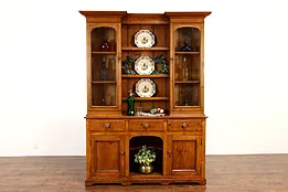 Irish Farmhouse Antique Country Pine Cabinet, Kitchen Pantry Cupboard #34839