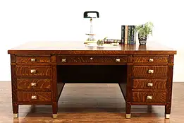 Art & Crafts Quarter Sawn Mission Oak Antique Craftsman Office Desk #40063