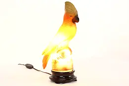 Art Deco Vintage Parrot Sculpture Lamp Tiffin Glass #41473