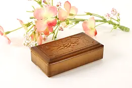 Swiss Vintage Carved Birch Puzzle Box, Floral Motifs #40351