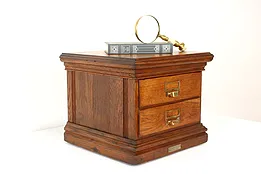 Desktop Antique Oak 2 Drawer File or Collector Cabinet, AB Dick #42278
