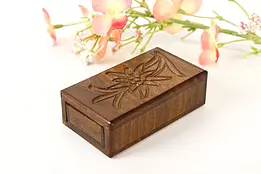 Swiss Vintage Carved Birch Puzzle Box, Floral Motifs, Brienzer #41774