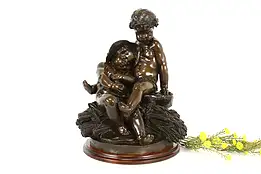 Bronze Vintage French Sculpture Children & Harvest Statue after Pigalle #41509