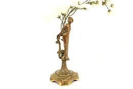 Antique Statue Bronze Dancer Sculpture & Glass Bud Vase #41459