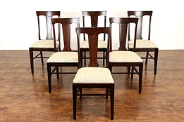 Set of 6 Arts & Crafts Mission Oak Antique Craftsman Dining Chairs #40762