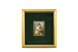 Mother & Child Miniature Portrait Antique Oil Painting in Shadowbox 9.5" #41917