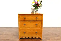 Farmhouse Tiger Curly Maple Antique 1840s Dresser or Chest, NIghtstand #42476