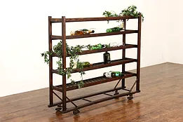 Farmhouse Antique Rustic Industrial Bakery Bread or Wine Rack #42396