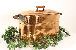 Farmhouse Copper Antique Wash Boiler & Lid, Kindling Holder, Revere #41969