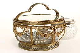 Victorian Ornate Bronze and Glass Antique Jewelry or Trinket Box  #42301