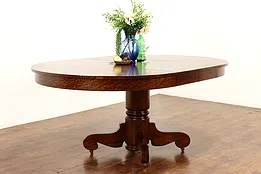 Arts & Crafts Mission Oak 48" Antique Dining Table, 2 Leaves, Extends 6' #41430
