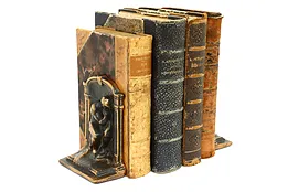 Pair of Antique Copper Finish Antique Bookends, after The Thinker, Rodin #42003