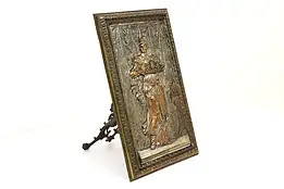 Victorian Antique Classical Woman Bronze Finish Wall Plaque Sculpture #41761