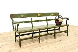 Farmhouse Antique Hand Painted Railroad, Hall, Deacon or Porch Bench #41436