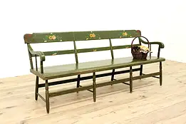 Farmhouse Antique Hand Painted Railroad, Hall, Deacon or Porch Bench #41436