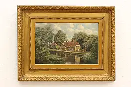 Whitchurch Thames English Antique Original Oil Painting Buckstone 27.5" #41647