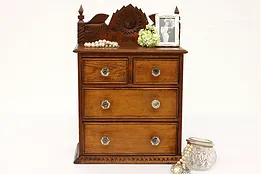Victorian Antique Farmhouse Carved Table or Wall Spice or Jewelry Chest #40876
