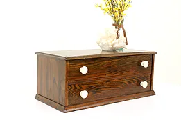 Farmhouse Antique Oak 2 Drawer Table Top Spool or Jewelry Cabinet #39862