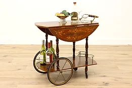 Italian Vintage Oval Marquetry Beverage Trolley, Dessert or Bar Cart #42320