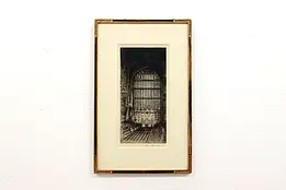 St. George's Chapel Windsor Antique Original Etching, Sharland 16.5"  #42647