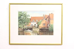 Flatford Mill Canal & Swan Vintage Signed Print, Green 19.5" #42644