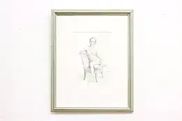 Nude Seated in Chair Vintage Original Etching, Kayser 15.5" #42646