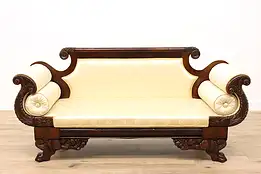 Empire Antique 1830s  Mahogany Sofa, Carved Lion Paw Feet #41641