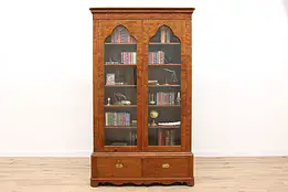 Victorian Gothic Antique English Walnut Office or Library Bookcase #41749