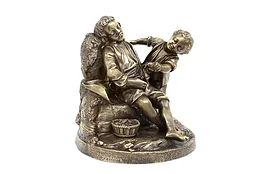 Victorian Antique Bronze Statue of Boys with Lobster & Fish Sculpture #39609