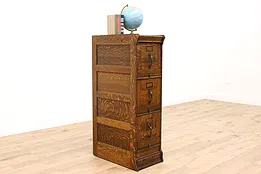 Arts & Crafts Mission Oak Antique 3 Drawer Craftsman Office File Cabinet #42714