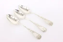 Set of 3 Victorian Sterling Silver Antique Dinner Spoons, Gorham #42837