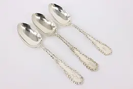 Set of 3 Victorian Sterling Silver Antique Tea Spoons, Monogram #42836