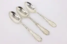 Set of 3 Victorian Sterling Silver Antique Tea Spoons, Monogram #42836