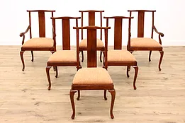 Set of 6 Vintage Upholstered Birch Dining Chairs #42281