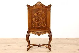 Renaissance Antique Marquetry Collector Chest or Jewelry Cabinet, Desk #42643