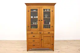 Farmhouse Antique Pine Hutch, Cupboard, Kitchen Pantry, or Bookcase #42681