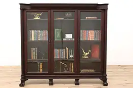 Empire Antique Mahogany Office or Library Triple Bookcase Original Finish #42634