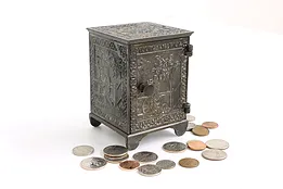 Victorian Cast Iron Antique Safe Coin Bank, No Lock, Young American #42123