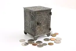 Victorian Cast Iron Antique Safe Coin Bank, No Lock, Young American #42123