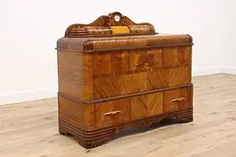 Art Deco Waterfall Vintage Cedar Blanket Chest & Clock, Standard #42805