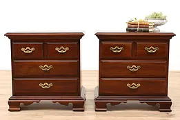 Pair of Vintage Cherry Nightstands, End or Lamp Tables, Small Chests #42892
