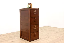 Oak 4 Drawer Antique Office Legal File Cabinet, Library Bureau  #42719