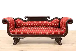 Empire Antique 1825 Mahogany Sofa, Acanthus Carved, Lion Paw Feet #41763