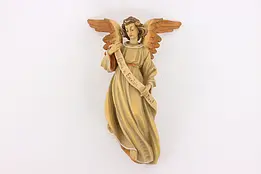 Hand Carved Vintage Angel with Hymn Sculpture Ornament, Anri #42953
