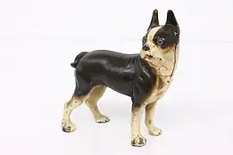 Farmhouse Antique Cast Iron Painted Boston Terrier Dog Door Stop  #41465