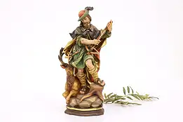 St. Hubert Patron of Hunters Vintage Hand Carved Sculpture, Staffler #40968