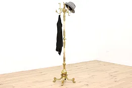 Antique Victorian Onyx & Brass Hat & Coat Rack, Hall Tree Stand #42998