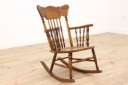 Victorian Antique Rocker Farmhouse Pressback Rocking Chair #42882